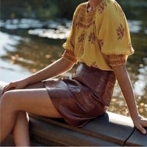 Anthropologie Maeve Faux Leather Mini Skirt
